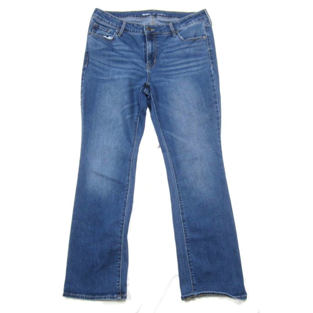 Old Navy Women Mid-Rise Kicker Bootcut Jeans Blue Denim Sz14 Shorts (WP423)